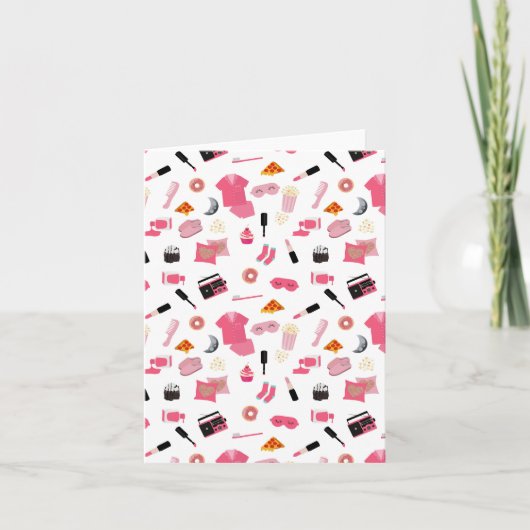 Carte Motif de Fille Rose de la fête de bois (Devant)