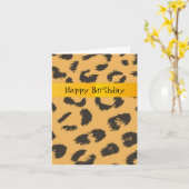 Carte Motif de fourrure de léopard Anniversaire (Fleur jaune)