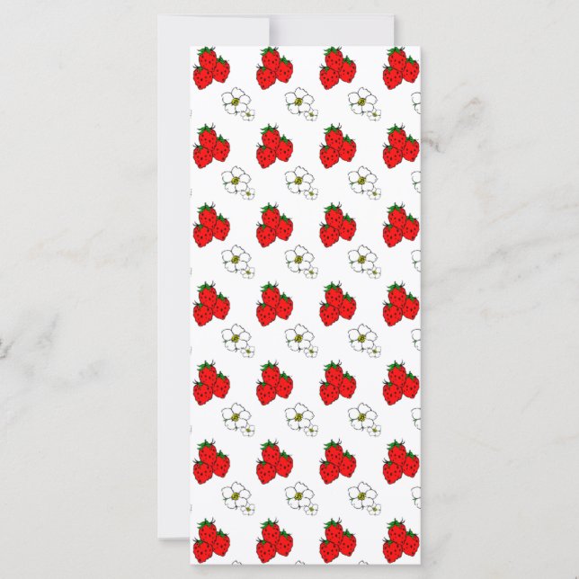 Carte Motif de fraises et de fleurs rouges rétro (Devant)