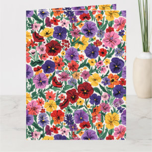 Carte Motif de jardin floral de pensées printanières lum