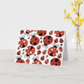 Carte Motif De Ladybugs, Mignons Ladybugs, Red Ladybugs (Fleur jaune)