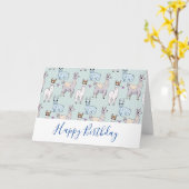 Carte Motif de lama mignon sur pois (Fleur jaune)