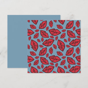Carte Motif de lèvres drôles mignonnes sur fond bleu