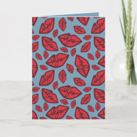 Motif de lèvres drôles mignonnes sur fond bleu