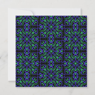 Carte Motif de ligne abstrait en vert, violet et noir