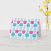 Carte Motif de méduses, Mignonne méduse, Sea Animaux (Fleur jaune)