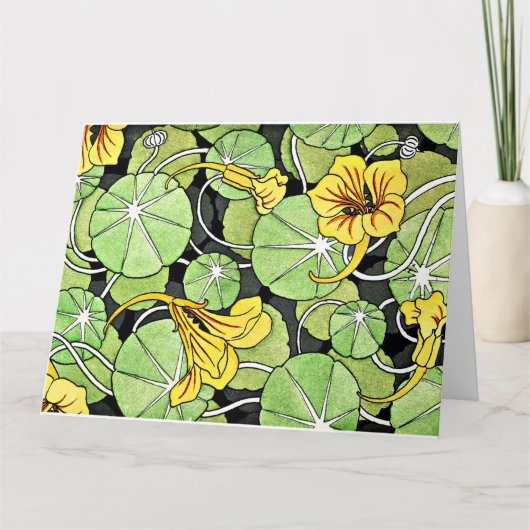 Carte Motif de Nasturtium doré Art nouveau (Devant)