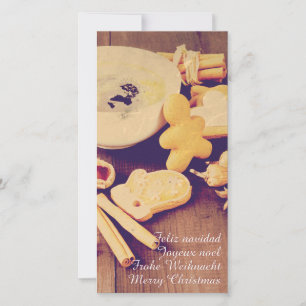 Carte Motif de Noël avec biscuits, friandises et épices