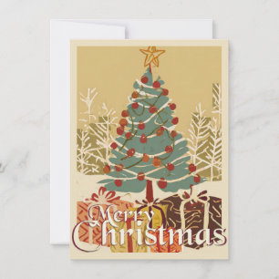 Carte Motif de Noël, avec des cadeaux sous l'arbre de No