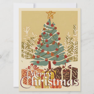 Carte Motif de Noël, avec des cadeaux sous l'arbre de No