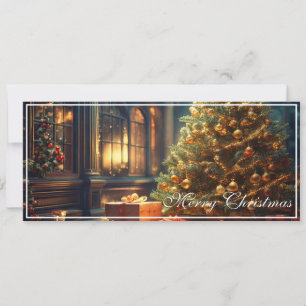 Carte Motif de Noël avec des cadeaux sous l'arbre de Noë
