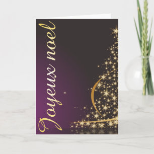 Carte Motif de Noël pourpre avec de Noël dorarbre