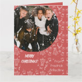 Carte Motif de Noël rose Whimsical (Fleur jaune)