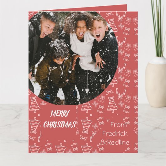 Carte Motif de Noël rose Whimsical (Devant)