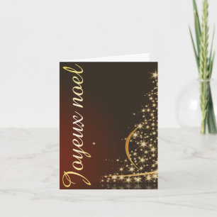 Carte Motif de Noël rouge avec arbre de Noël doré