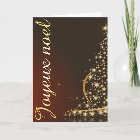 Carte Motif de Noël rouge avec arbre de Noël doré (Devant)