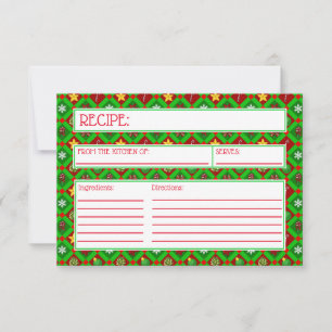Carte Motif de Noël rouge vert Recette