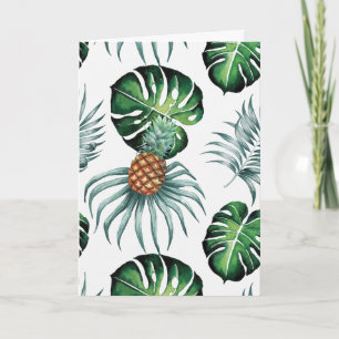 Carte Motif de palmier de jungle à l'aquarelle tropicale