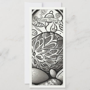 Carte Motif de Pâques b/w dessin animé avec oeufs de Pâq