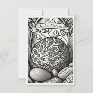 Carte Motif de Pâques monochrome Cartoon avec œufs de Pâ