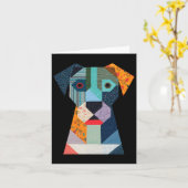 Carte Motif de patchwork Chien pour amateur de patchwork (Fleur jaune)
