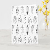 Carte Motif de plume rétro inspiré (Fleur jaune)