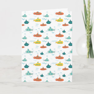Carte Motif de poisson de mer profond sous-marin mignon