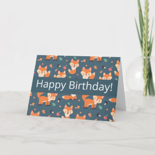 Carte Motif de renard orange mignon Joyeux Anniversaire