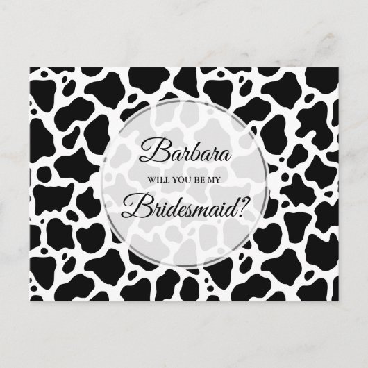 Carte Motif de vache Arrière - plan Bridesmaid (Devant)