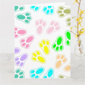 Carte Motif d'empreinte de patte de lapin de Pâques (Fleur jaune)