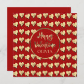 Carte Motif des Coeurs mignons Rouge Bonne Saint Valenti (Devant / Derrière)