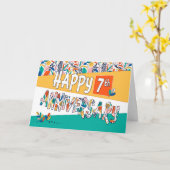 Carte Motif des couleurs vives pour le 7e anniversaire d (Fleur jaune)