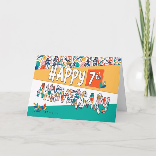 Carte Motif des couleurs vives pour le 7e anniversaire d (Devant)