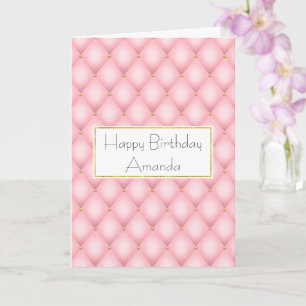 Carte Motif Diamond Tufted Rose de luxe Anniversaire