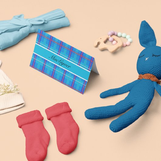 Carte Motif écossais en bleu, personnalisable