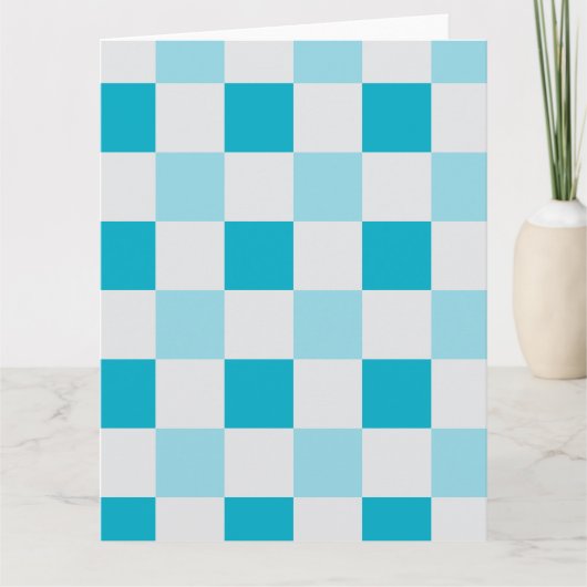 Carte Motif en damier blanc et bleu (Devant)