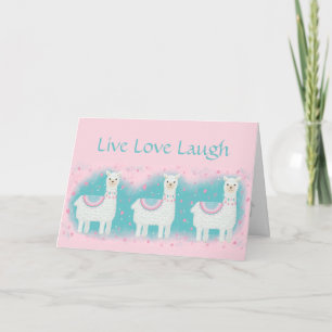 Carte Motif en lama rose et menthe