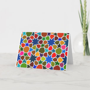 Carte Motif étoile multicolore - Peinture en soie inspir