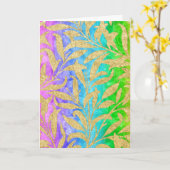 Carte Motif feuille d'or scintillant arc-en-ciel de coul (Fleur jaune)