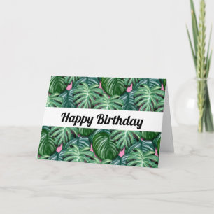 Carte Motif Feuille tropical - Green Foliage Anniversair