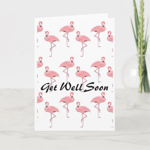 Carte Motif Flamant Rose Guérissez Bientôt