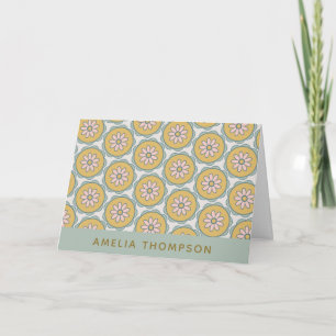 Carte Motif Fleur Mandala Rétro Boho Personnalisé