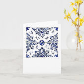 Carte Motif floral bleu et blanc de tuile (Fleur jaune)