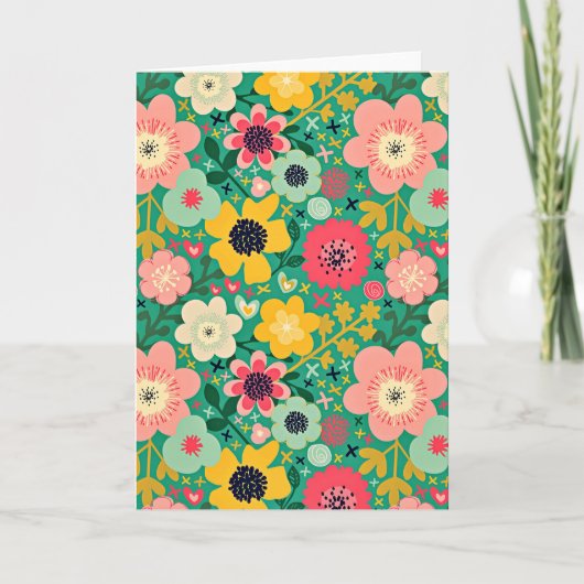 Carte Motif floral funky (Devant)