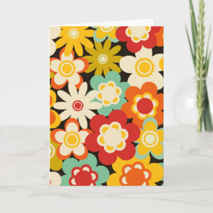 Carte Motif floral mignon rétro coloré vif