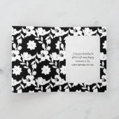 Carte Motif floral noir et blanc avec perles (Intérieur)