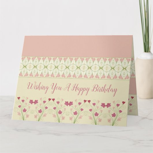 Carte Motif Floral rose (Devant)