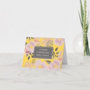 Carte Motif floral rose et jaune personnalisé