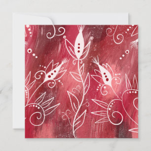 Carte Motif Floral Rouge Et Blanc