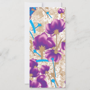 Carte Motif floral vif avec violet et bleu f